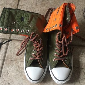 Funky green and orange converse